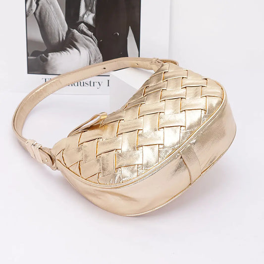 Metallic Braided Embossed Shoulder Bag