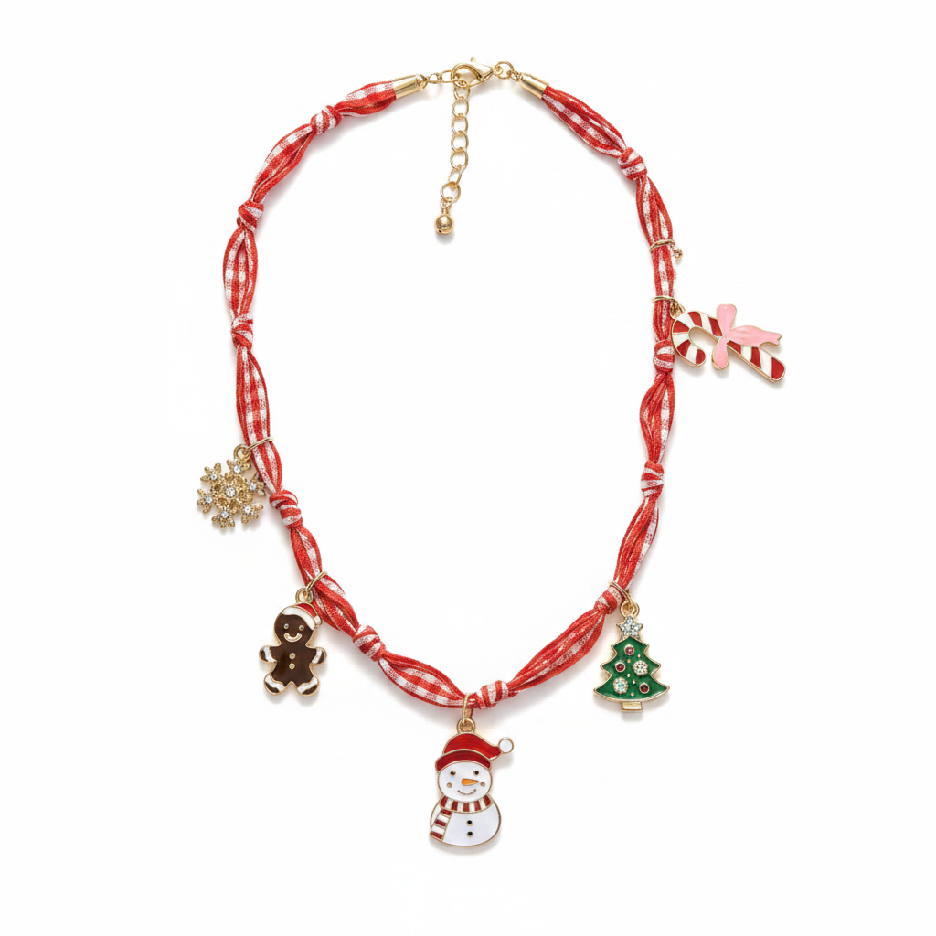 Holiday Charm Necklace on white background