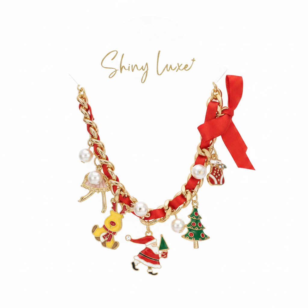 Christmas Charm Necklace on white background