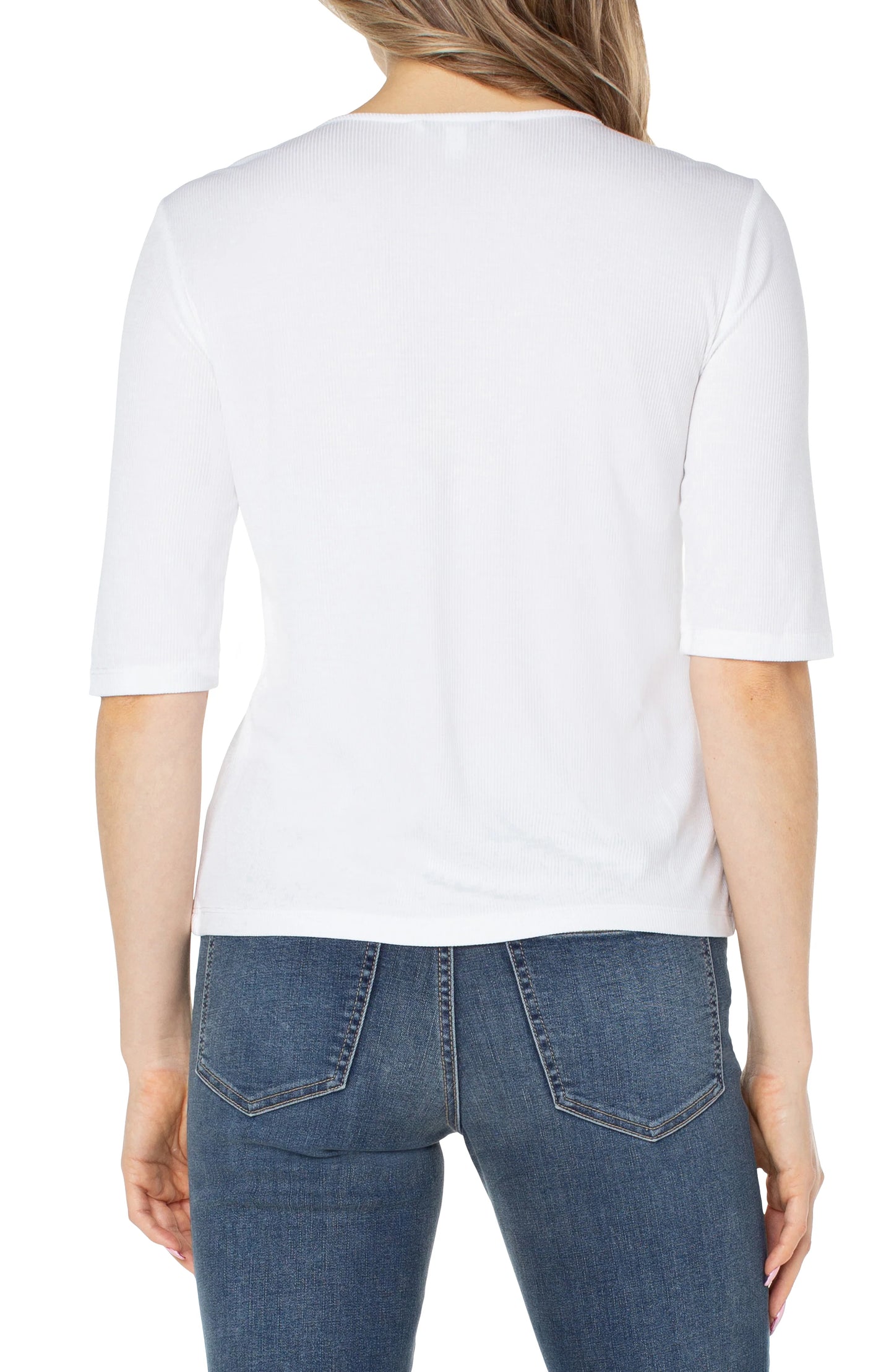 Liverpool Double Layer V-neck Rib Knit Top