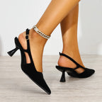 Cleopatra Suede Cutout Slingback Kitten Heels