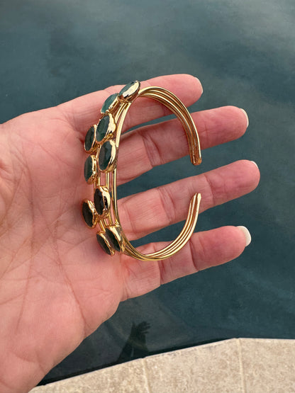 Quad cuff stone adjustable bracelet