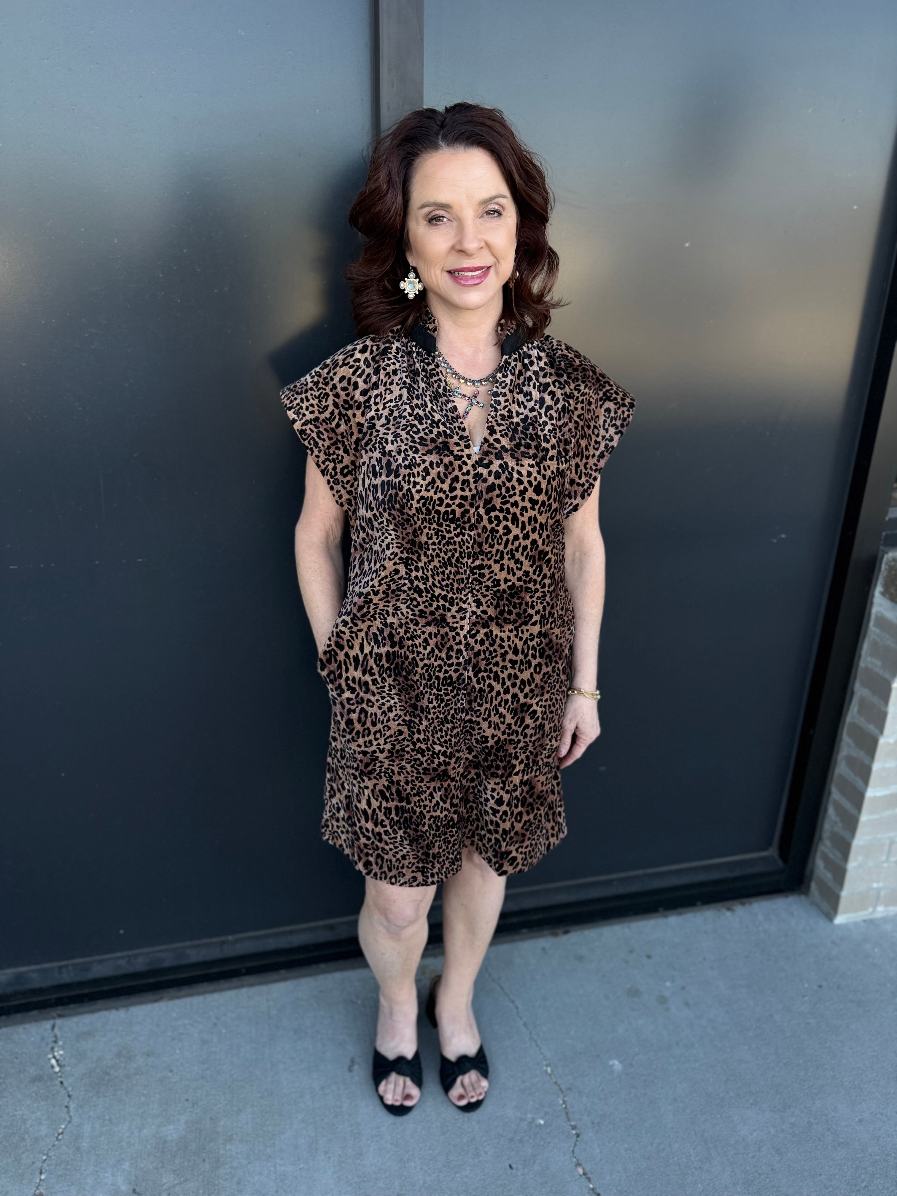 The Luna Leopard Ruffle Neck Dress 🐆!