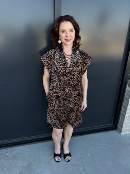 The Luna Leopard Ruffle Neck Dress 🐆