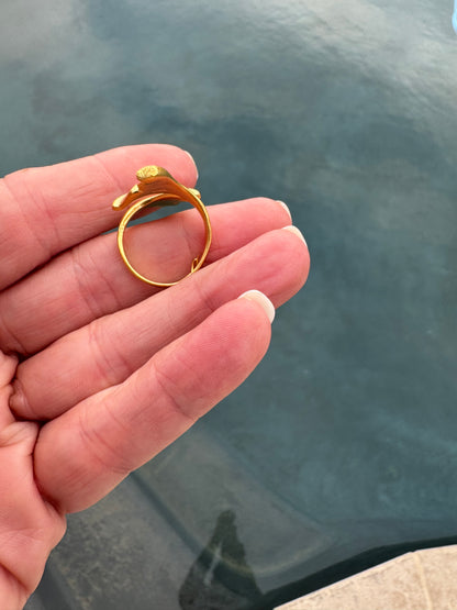 Gold plated adjustable abstract ring