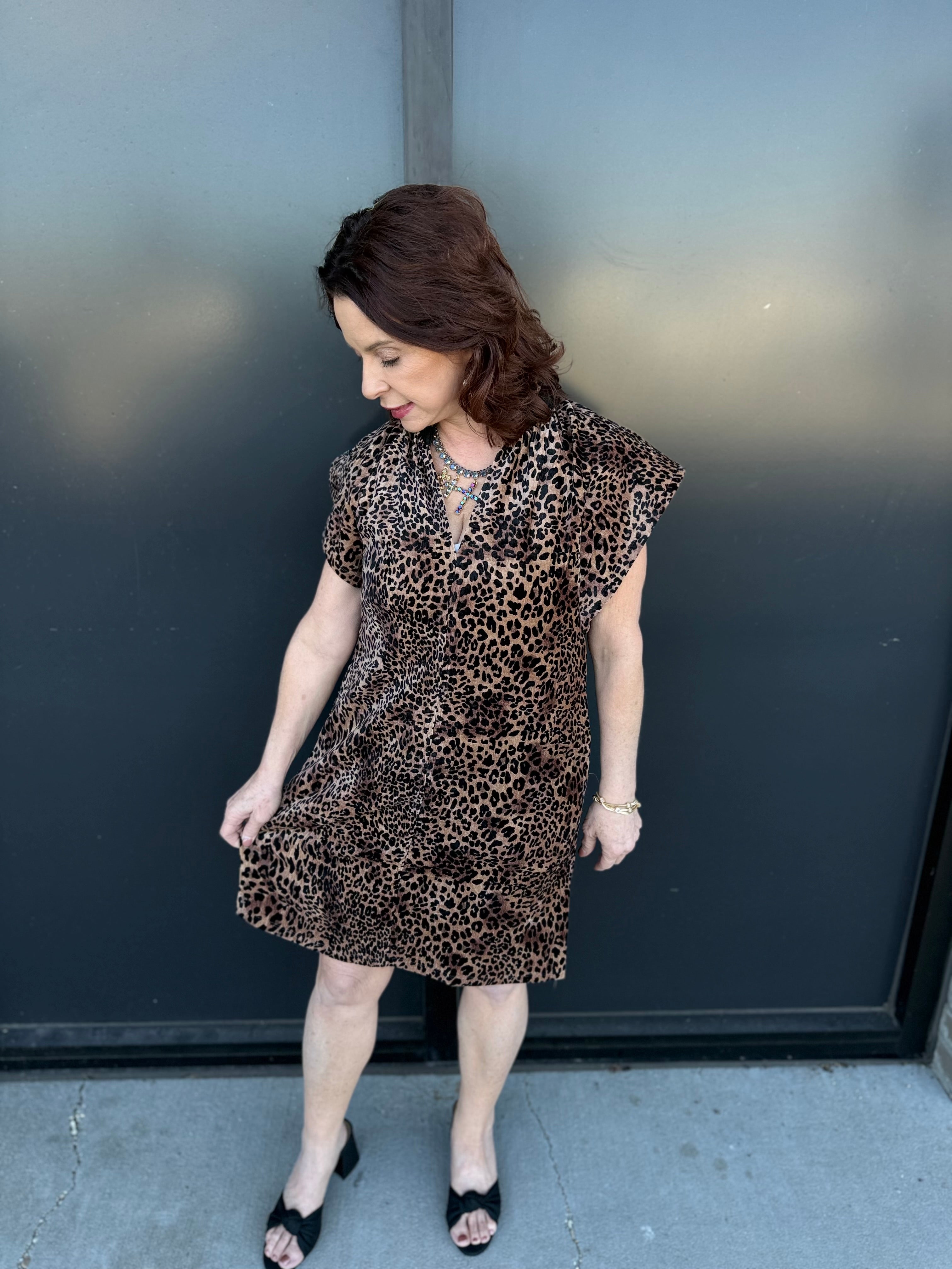 The Luna Leopard Ruffle Neck Dress 🐆!