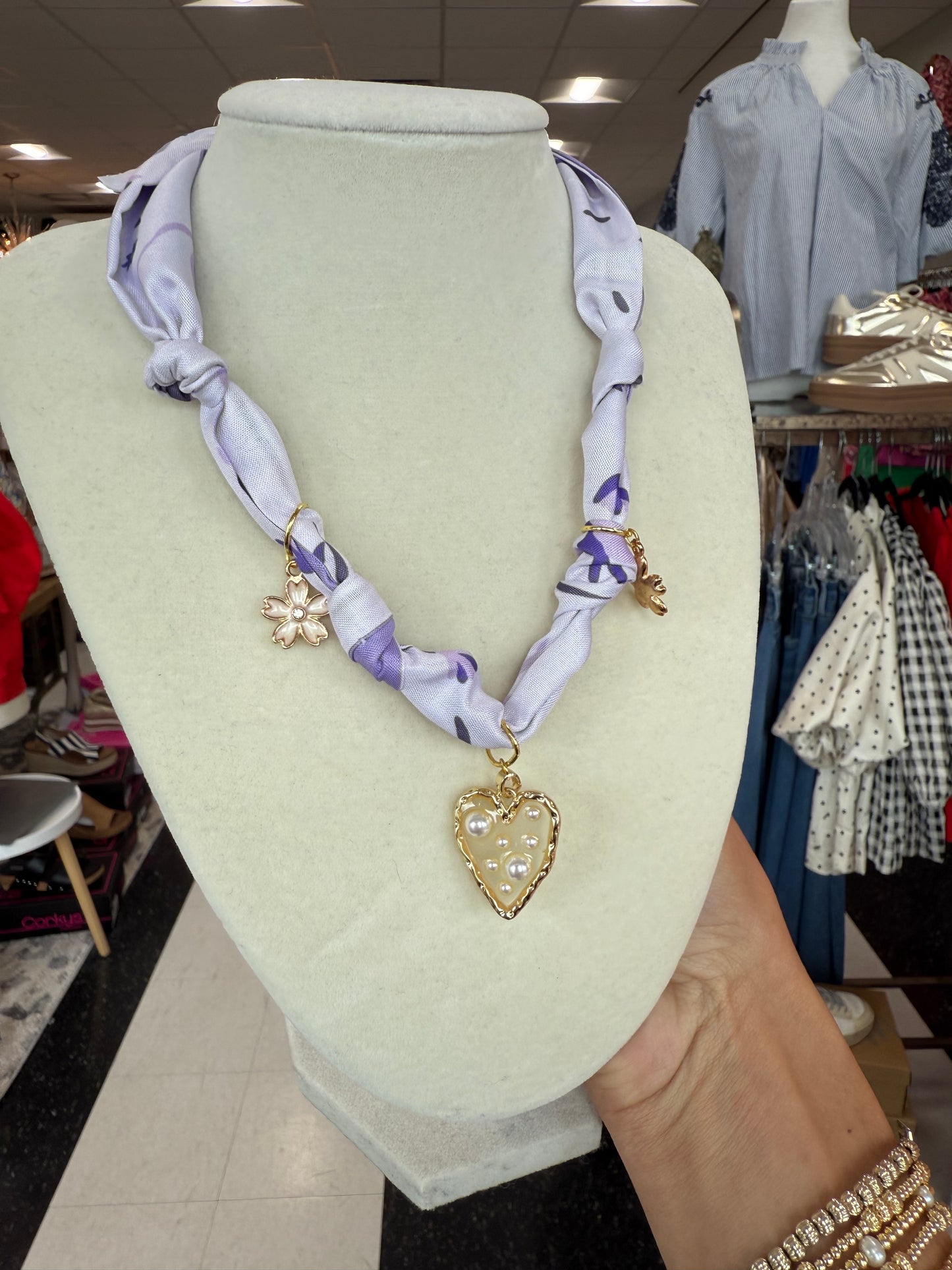 Scarf Necklace - Multi Charm
