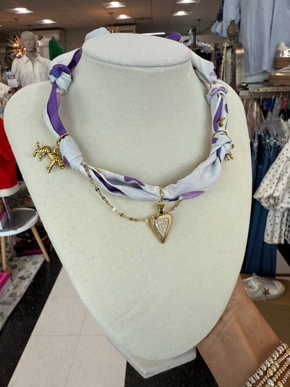 Scarf Necklace - Multi Charm