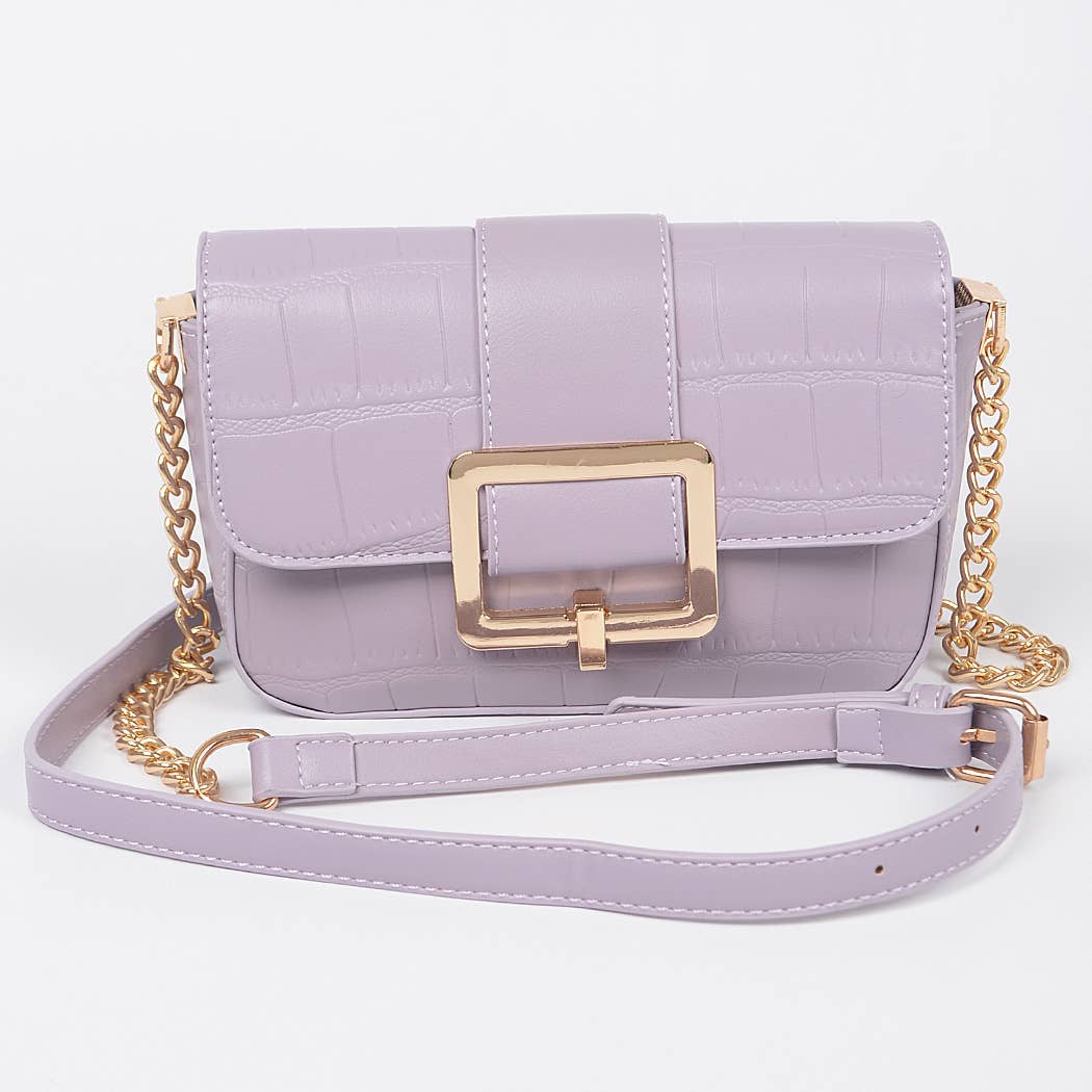 Faux Leather Buckle Crossbody Bag