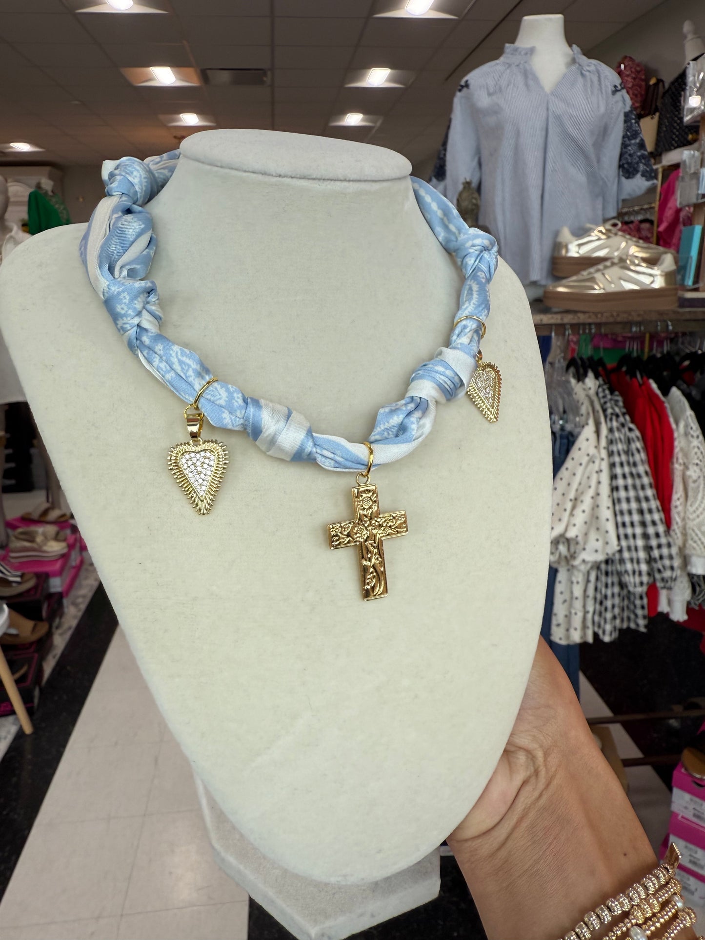 Scarf Necklace - Multi Charm