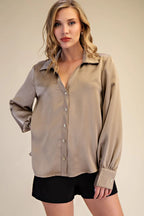 V Neck Collar Button Down Shirt!