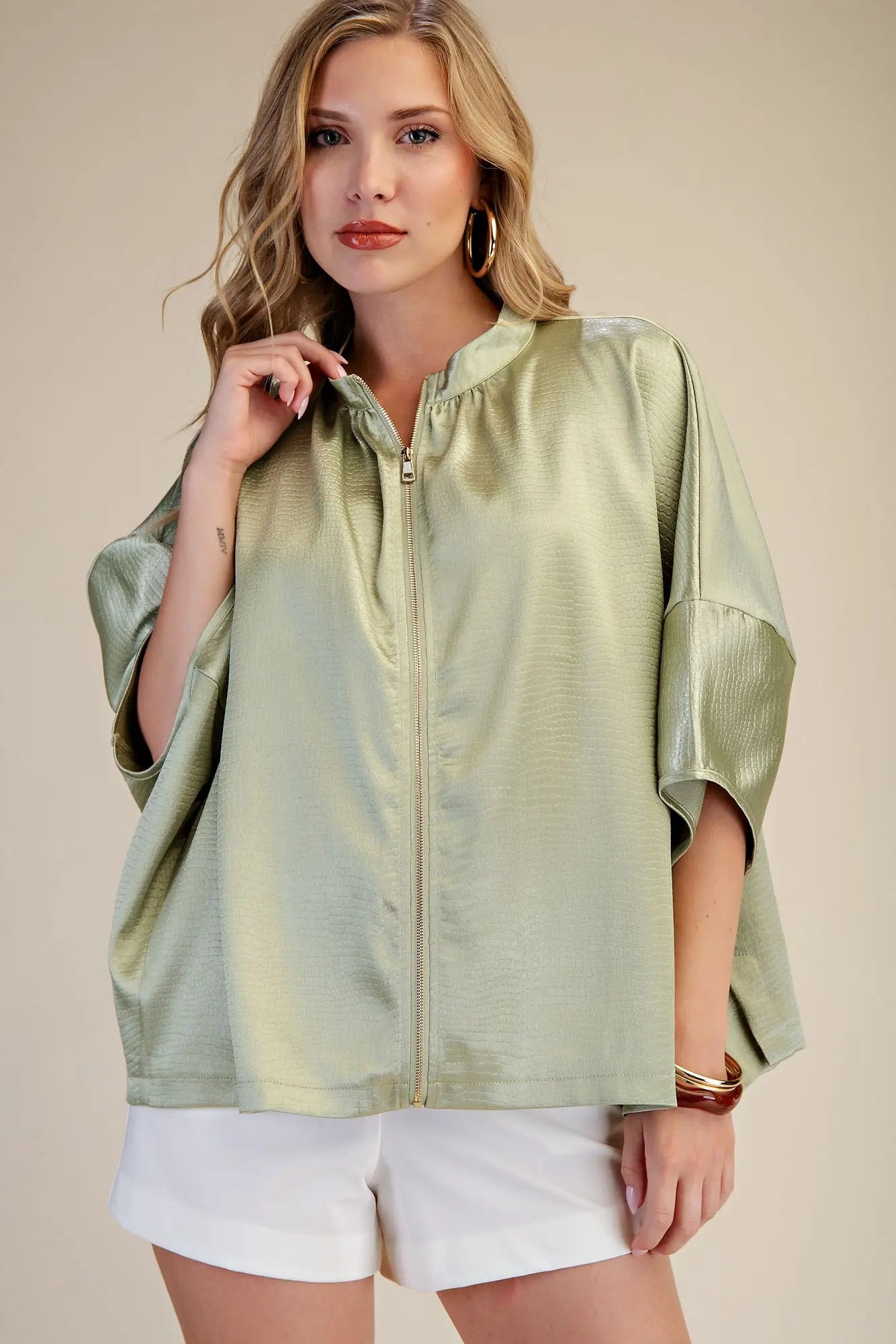 Lyra Front Zipper Sleeveless Oversized Top