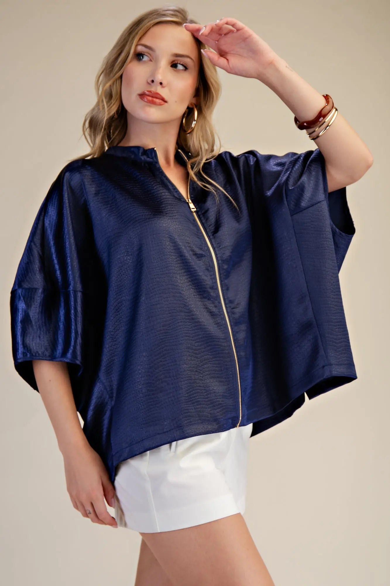 Lyra Front Zipper Sleeveless Oversized Top