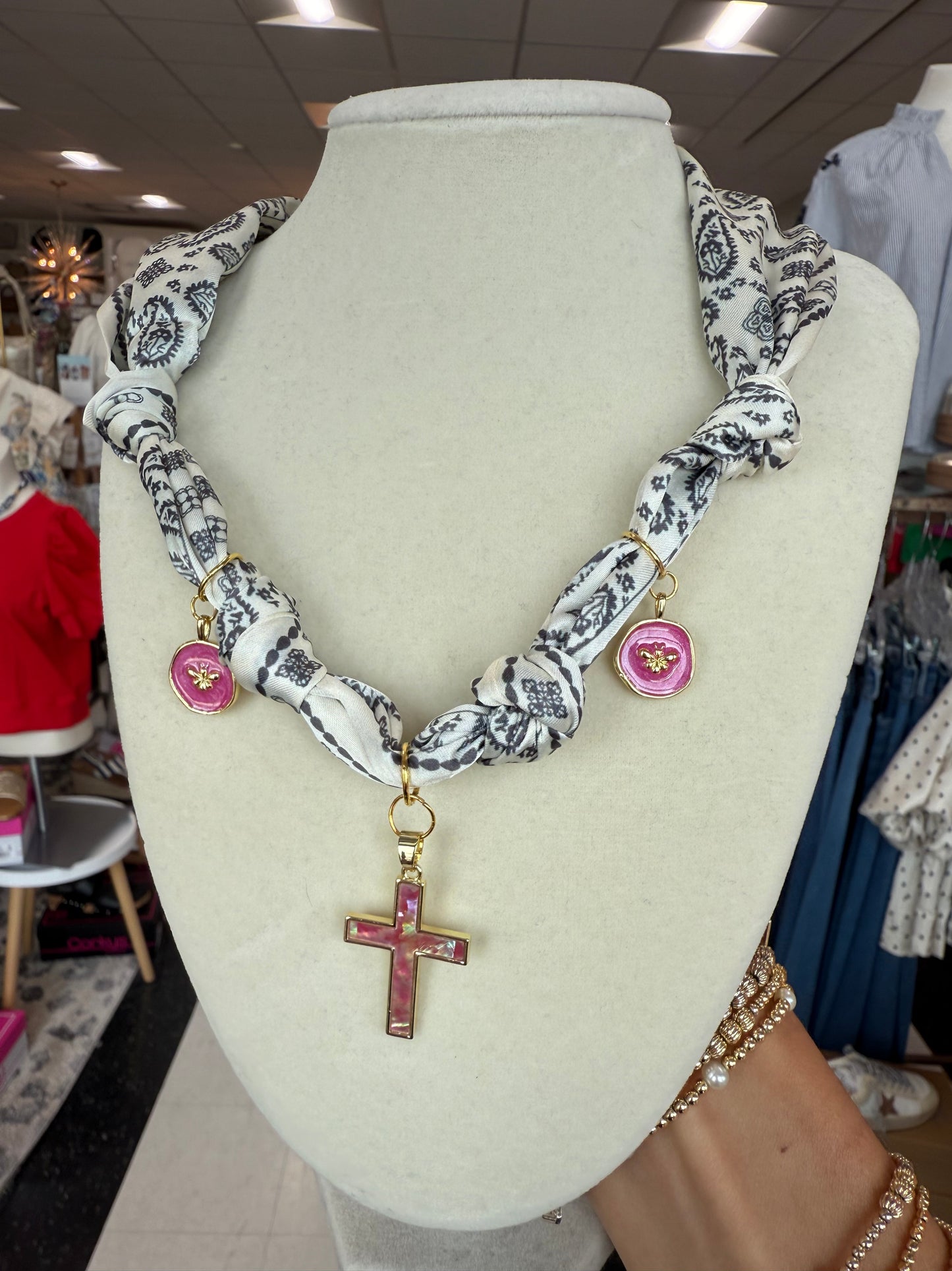 Scarf Necklace - Multi Charm
