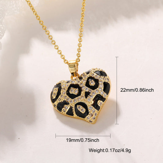 Retro Leopard Heart Necklace