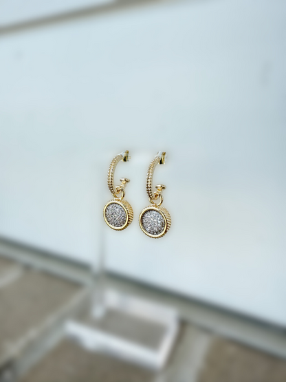 14K Gold Plated Round CZ Earrings