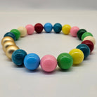 Colorful beaded necklace on a white background