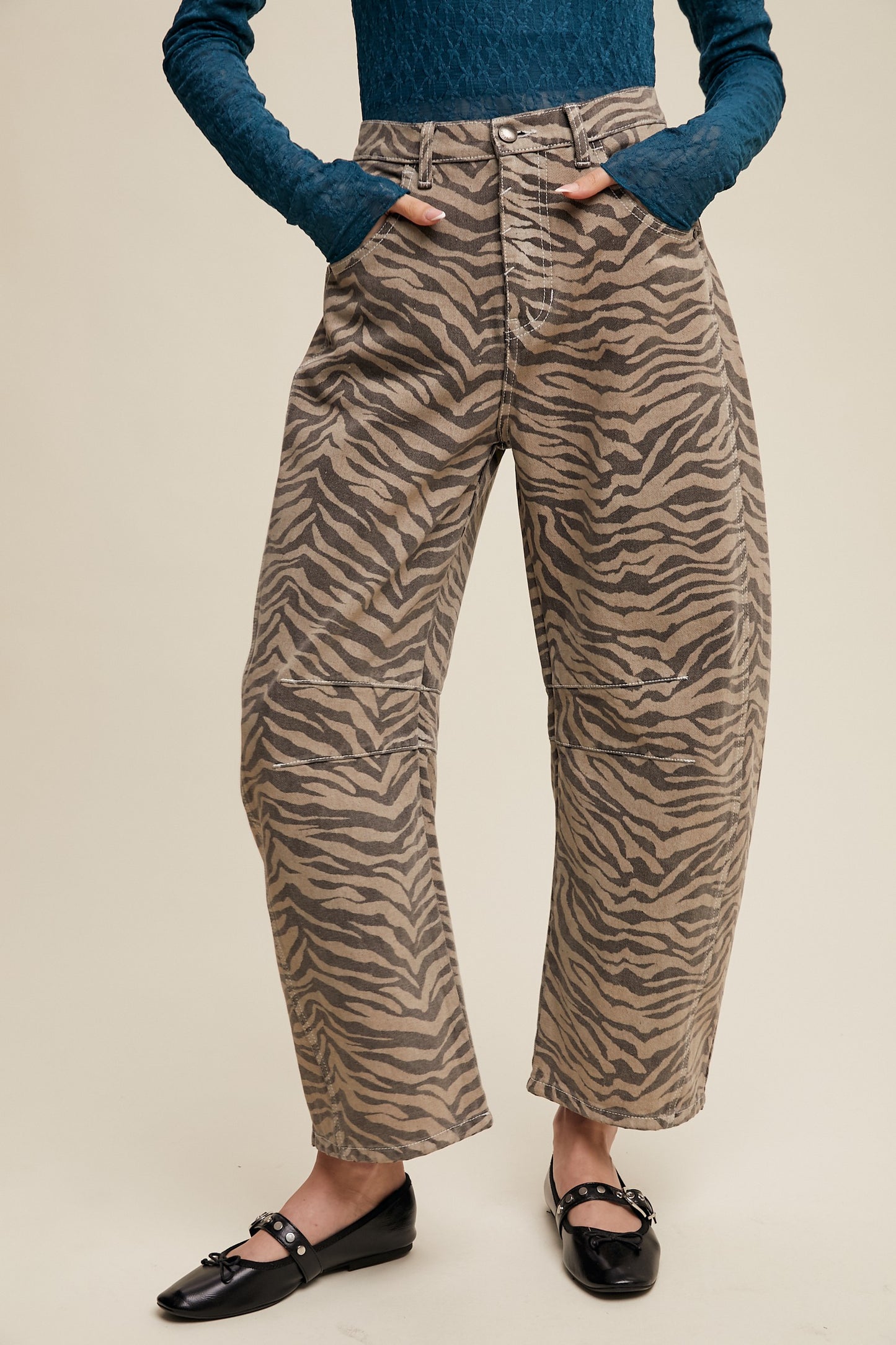 Tiger Stripe Barrel Jeans