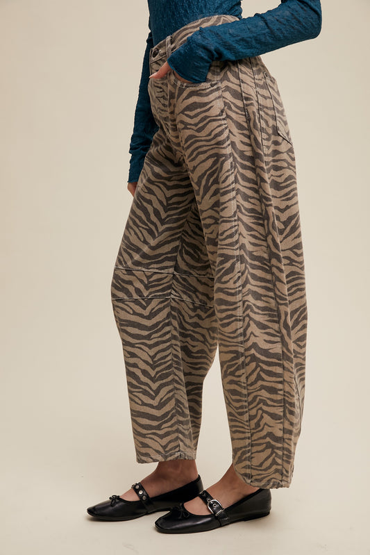 Tiger Stripe Barrel Jeans