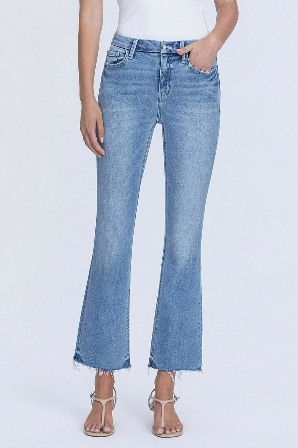 High Rise Medium Wash Kick Flare Jeans