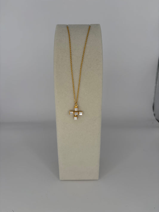 WD Mother of Pearl Cross Necklace