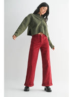 Corduroy Mini Patch Pocket Wide Leg Pants