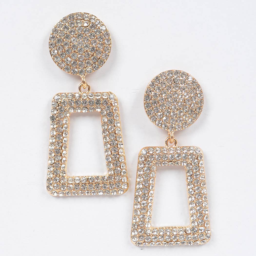 Open Cut Rhinestone Back Drop Earring