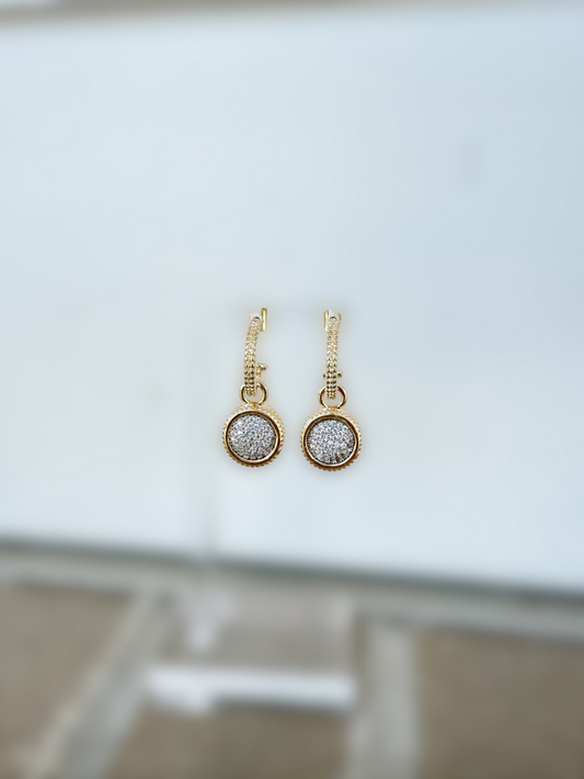 14K Gold Plated Round CZ Earrings