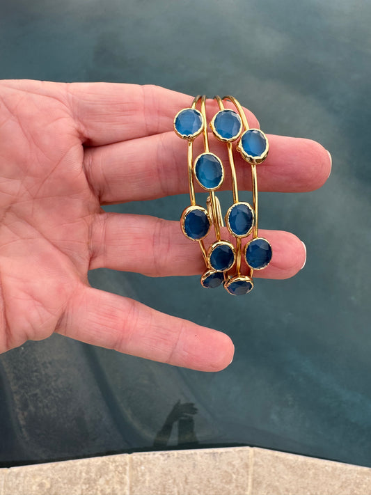 Quad cuff stone adjustable bracelet