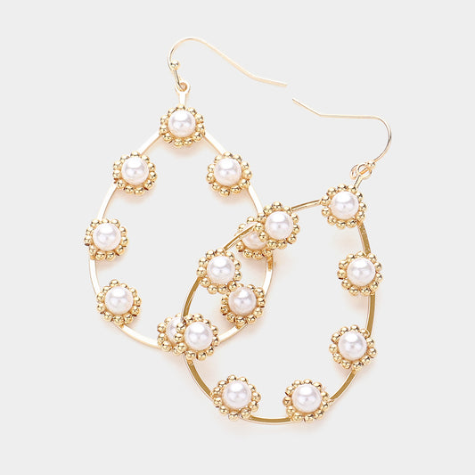 Oval pearl earrings@
