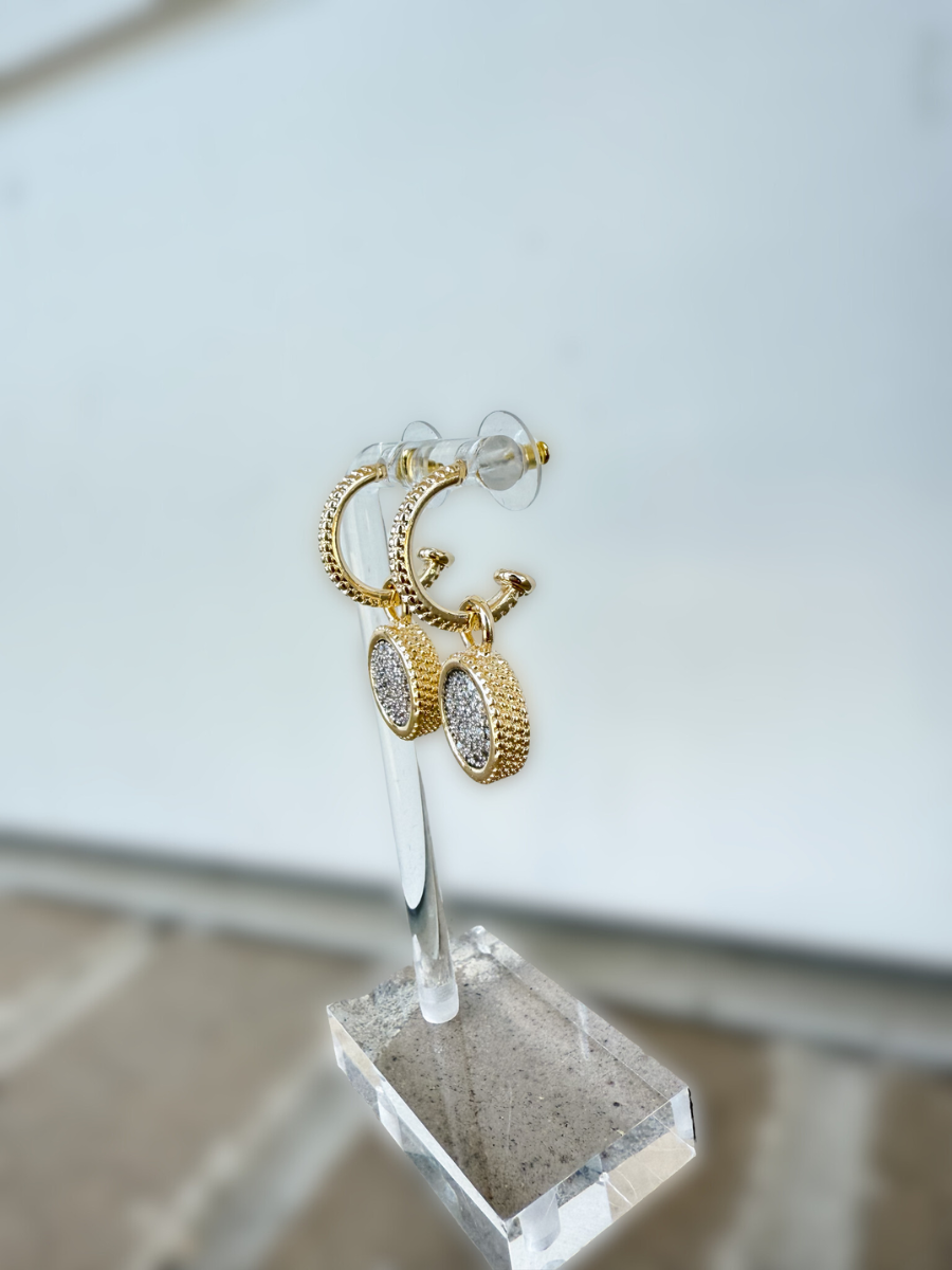 14K Gold Plated Round CZ Earrings