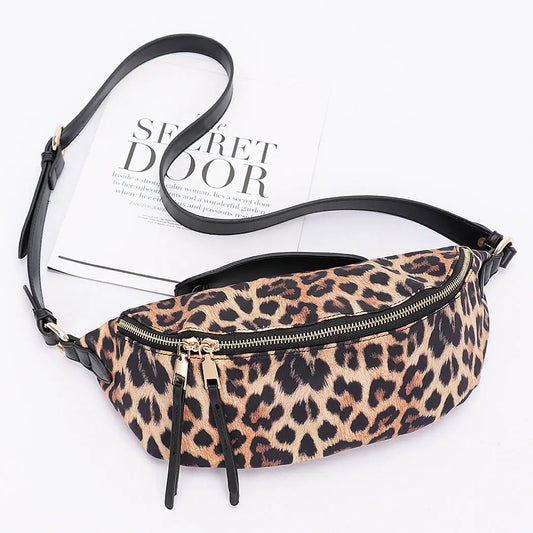 Faux Leather Leopard Crossbody Bag