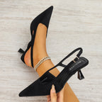 Cleopatra Suede Cutout Slingback Kitten Heels