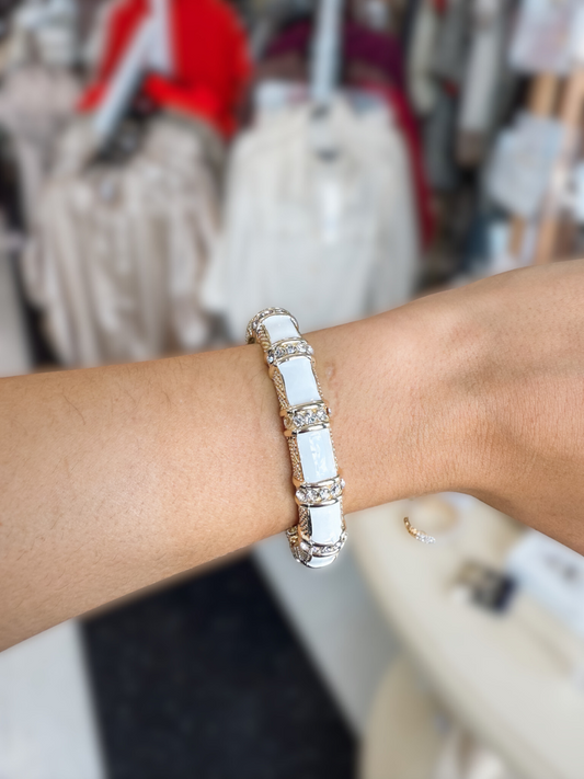 Enamel & CZ hinge bracelet