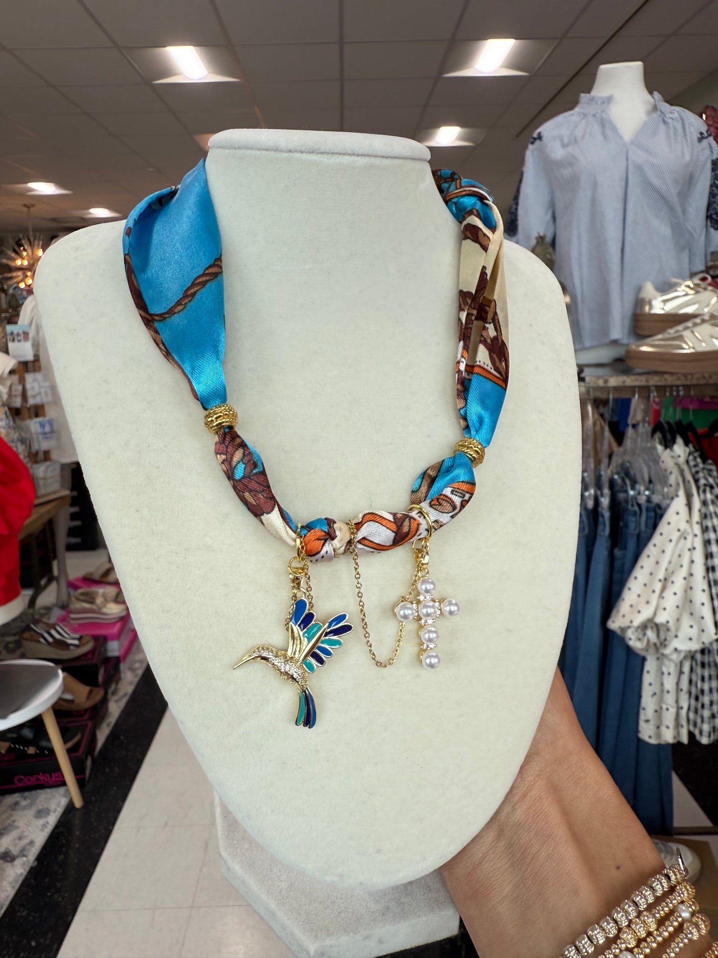 Scarf Necklace - Multi Charm