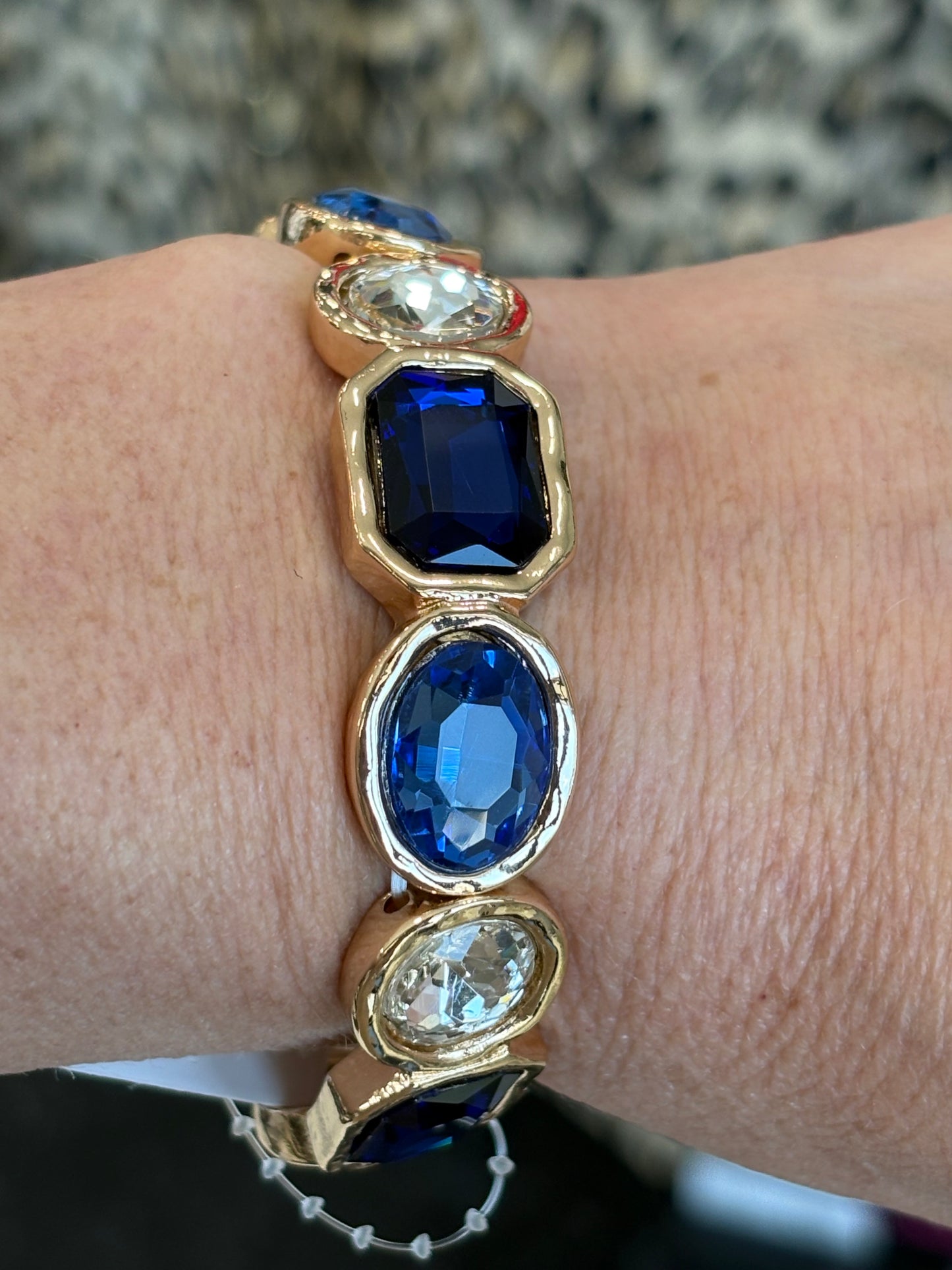 Gold Stretch Bracelet w/Colored Stones