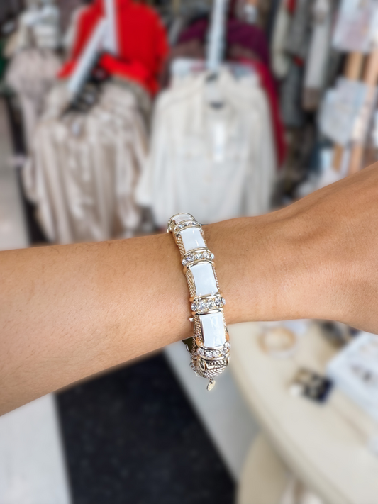Enamel & CZ hinge bracelet