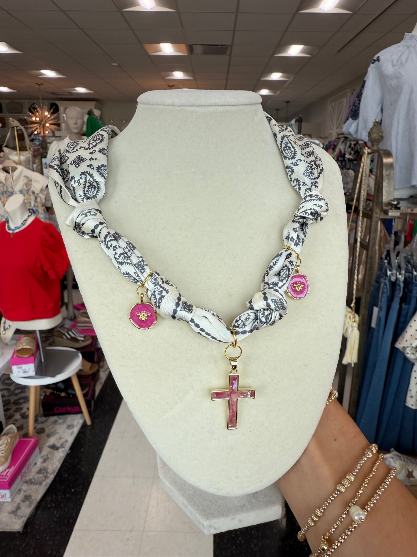 Scarf Necklace - Multi Charm