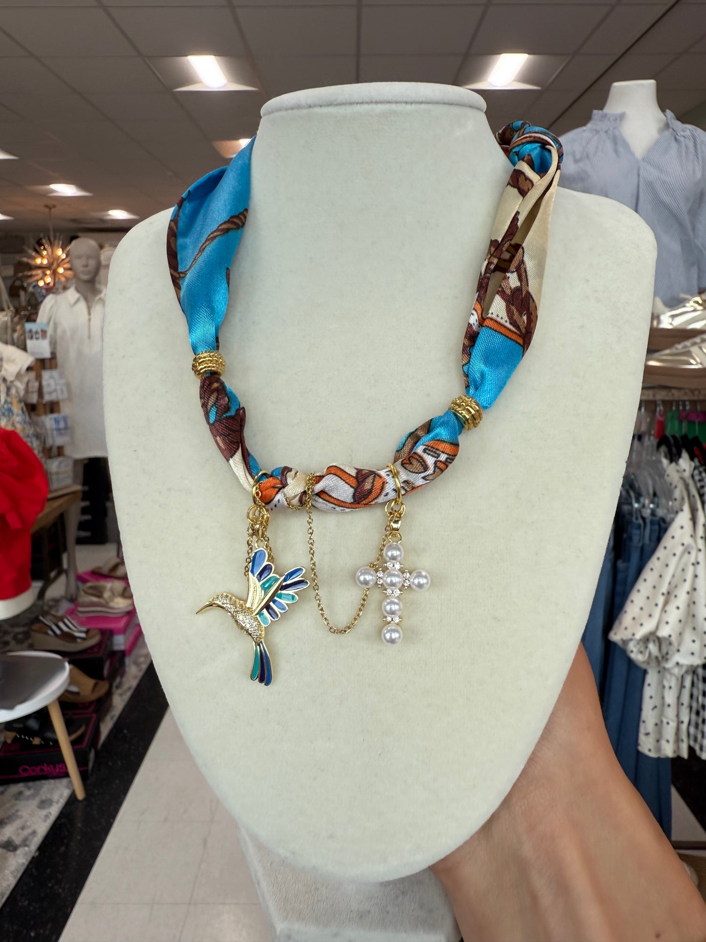 Scarf Necklace - Multi Charm