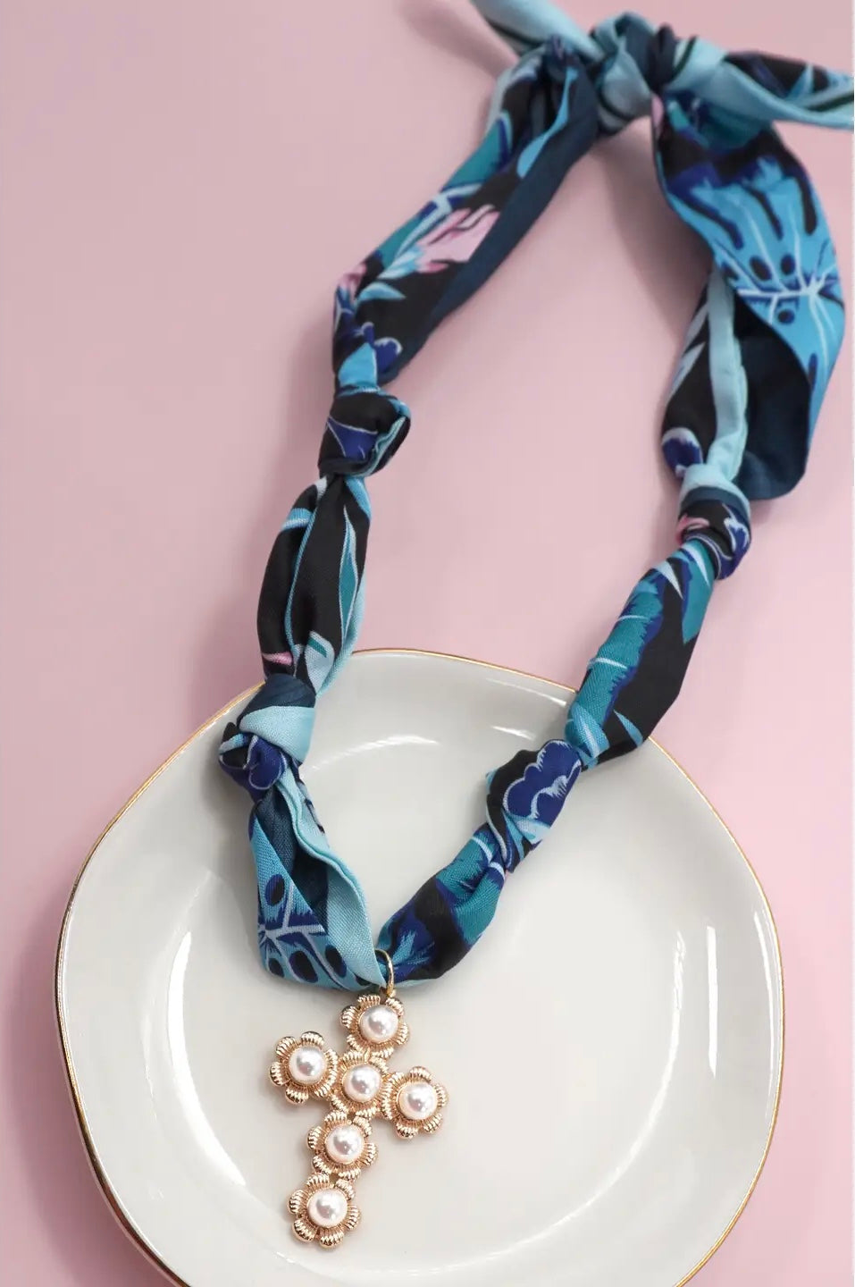 Handmade Handkerchief Necklace with Charm