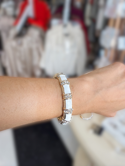 Enamel & CZ hinge bracelet