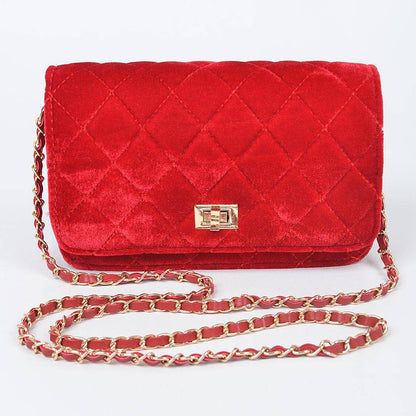 Quilted Velvet Shoulder Bag