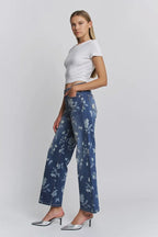 Mica Floral HR wide leg denim