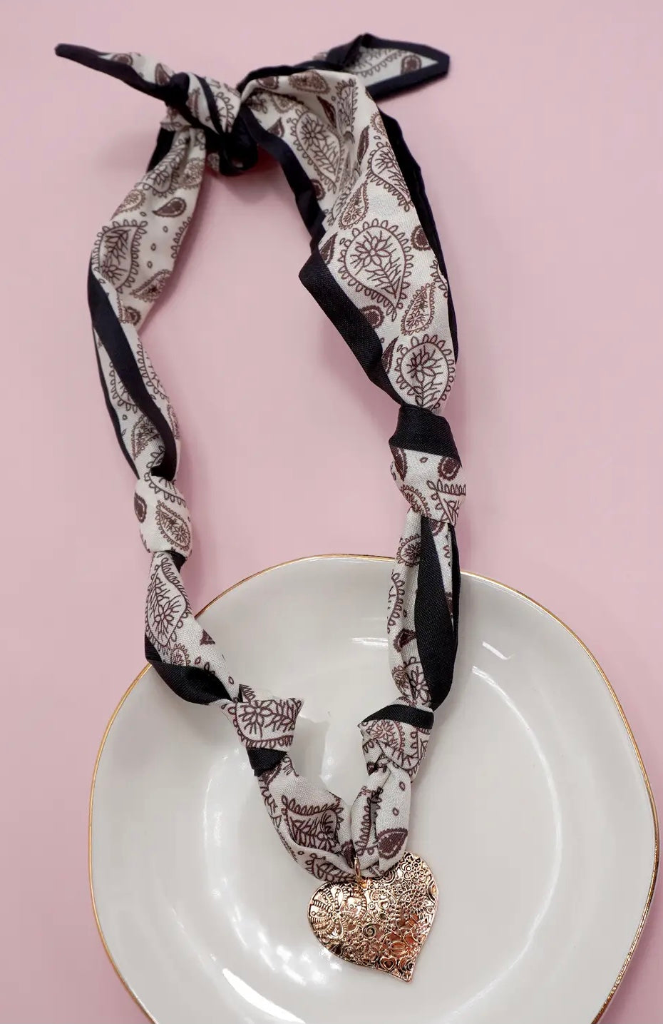 Handmade Handkerchief Necklace with Charm
