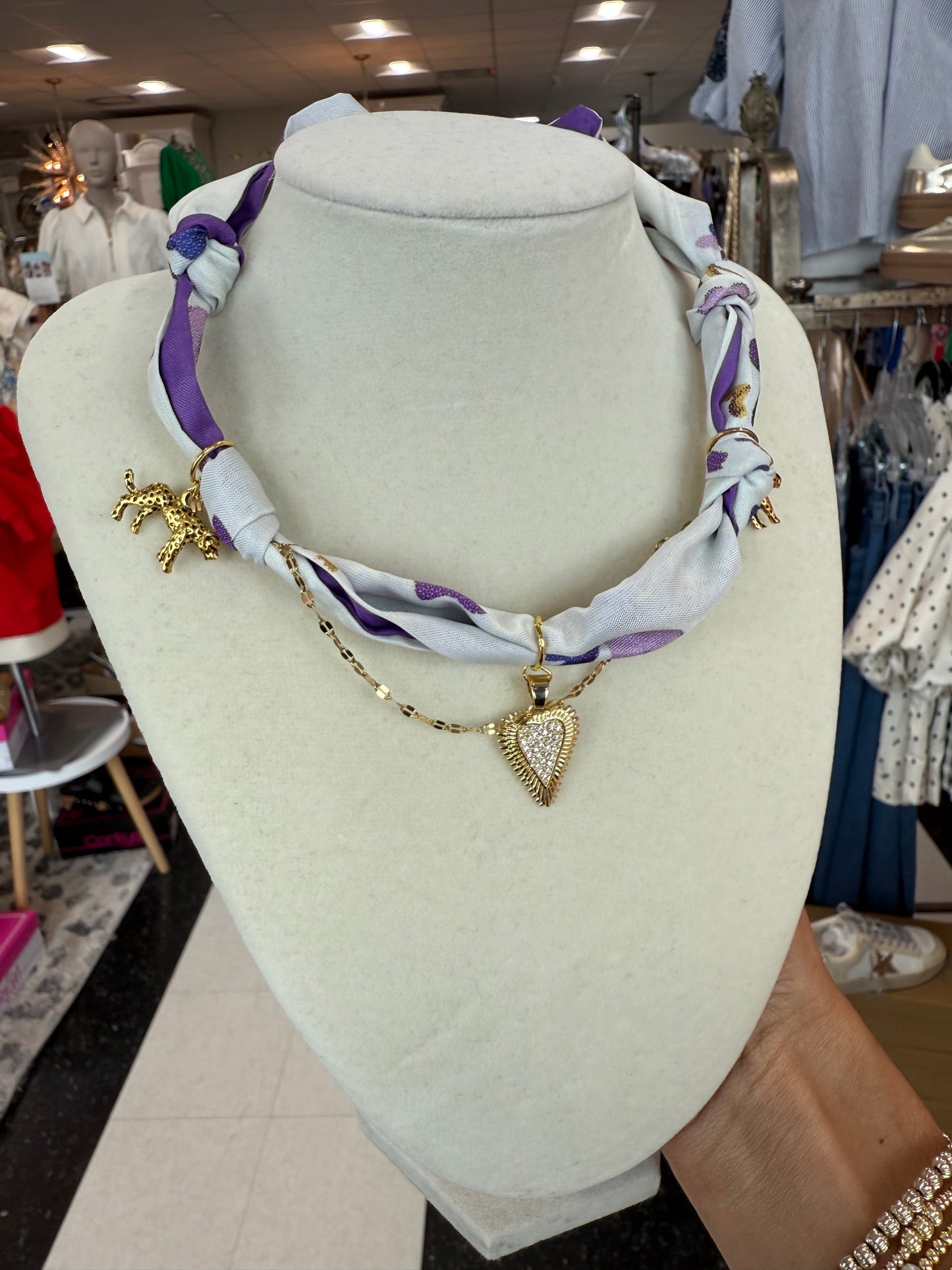 Scarf Necklace - Multi Charm