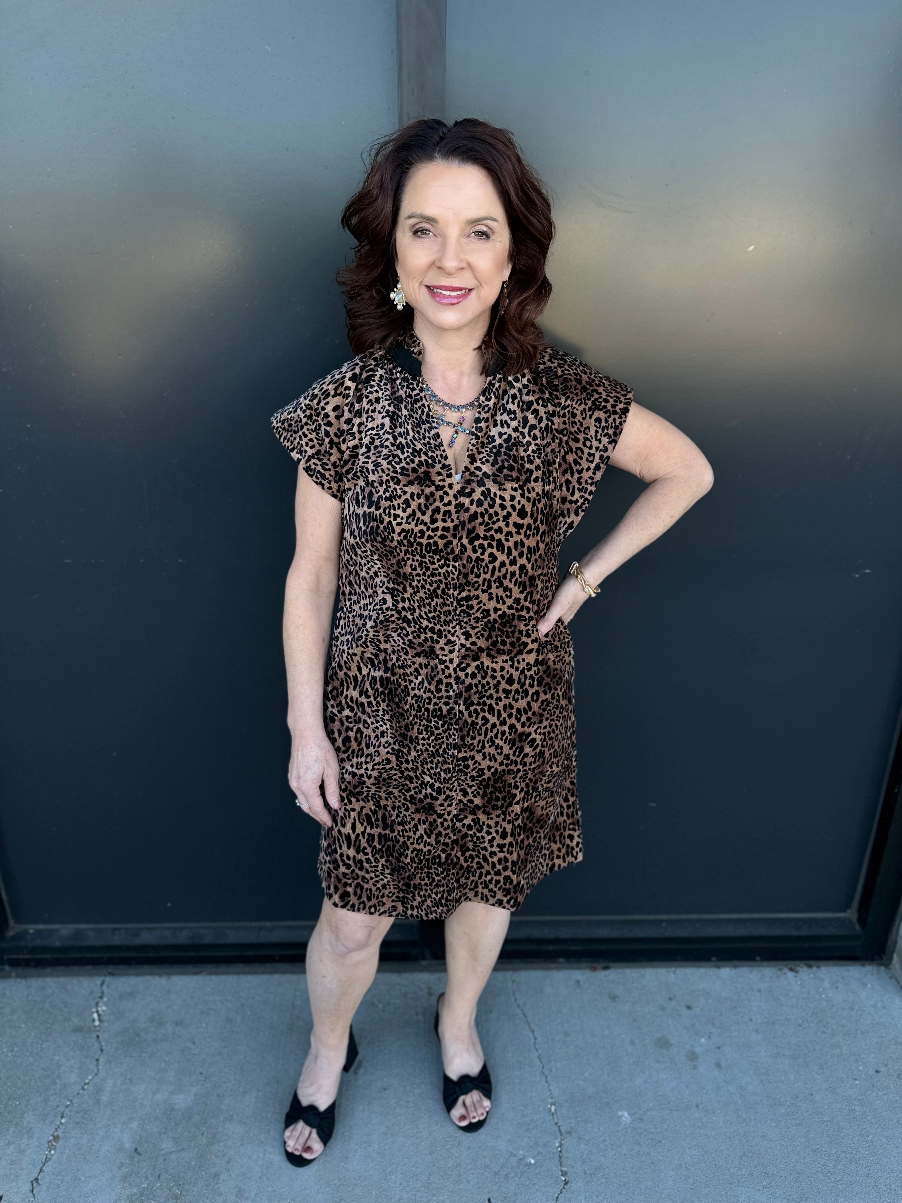 The Luna Leopard Ruffle Neck Dress 🐆!