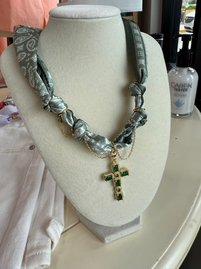 Scarf Necklace - Multi Charm