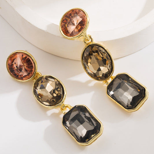 Glass Rhinestone Drop Earrings