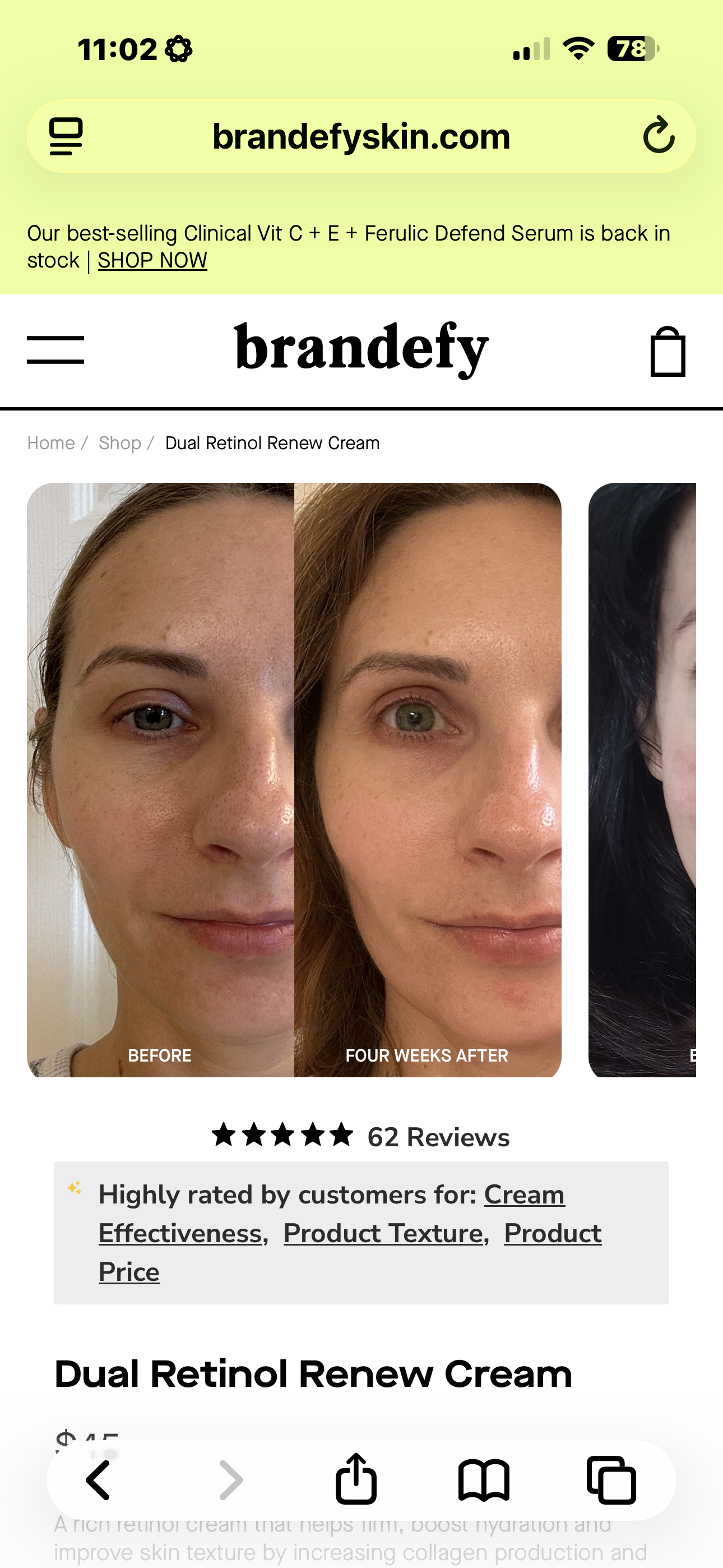 Brandefy Dual Retinol Renew Cream