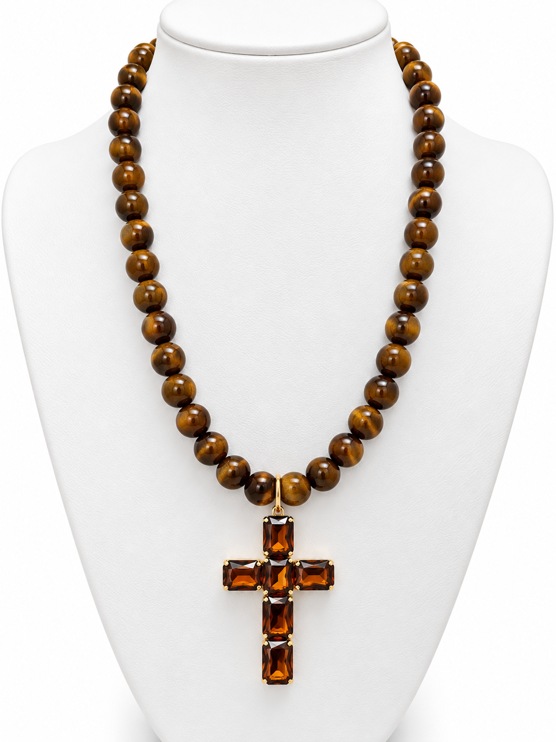 Beaded Cross Gem Necklace